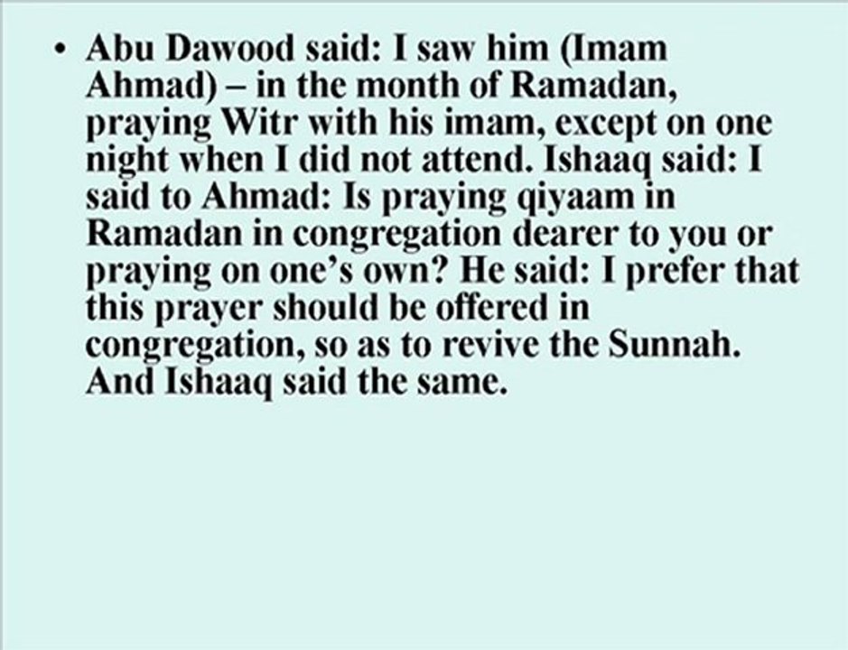 6 Qs on Congregation Taraweh & Ramadan Issues