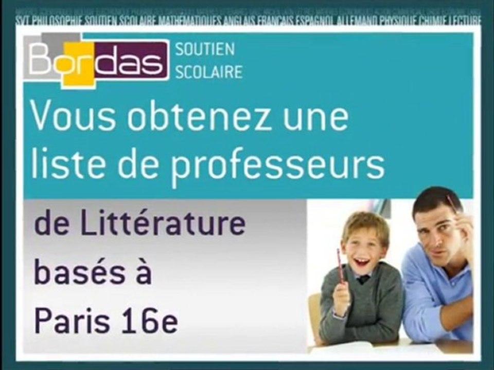 Cours particulier Littérature - Paris 16e