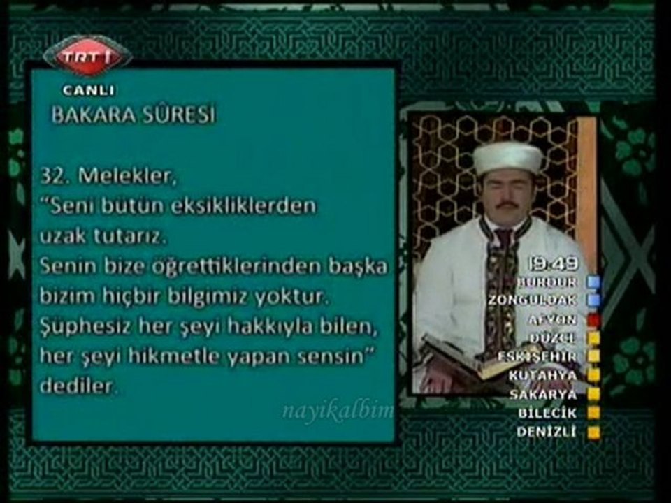 Adem Karabey İftar ezanı Kuran Bakara Mümtehine 2010 TRT