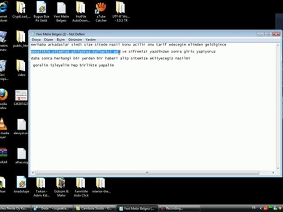 Piryolu.com Siteye Konu acma video anlatimi