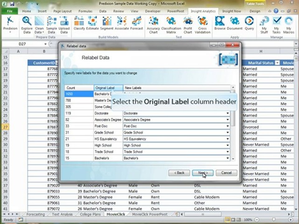 How to use Predixion predictive analytics: clean data