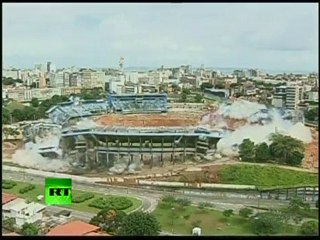Controlled demolition- Video of stadium torn down in Brazil