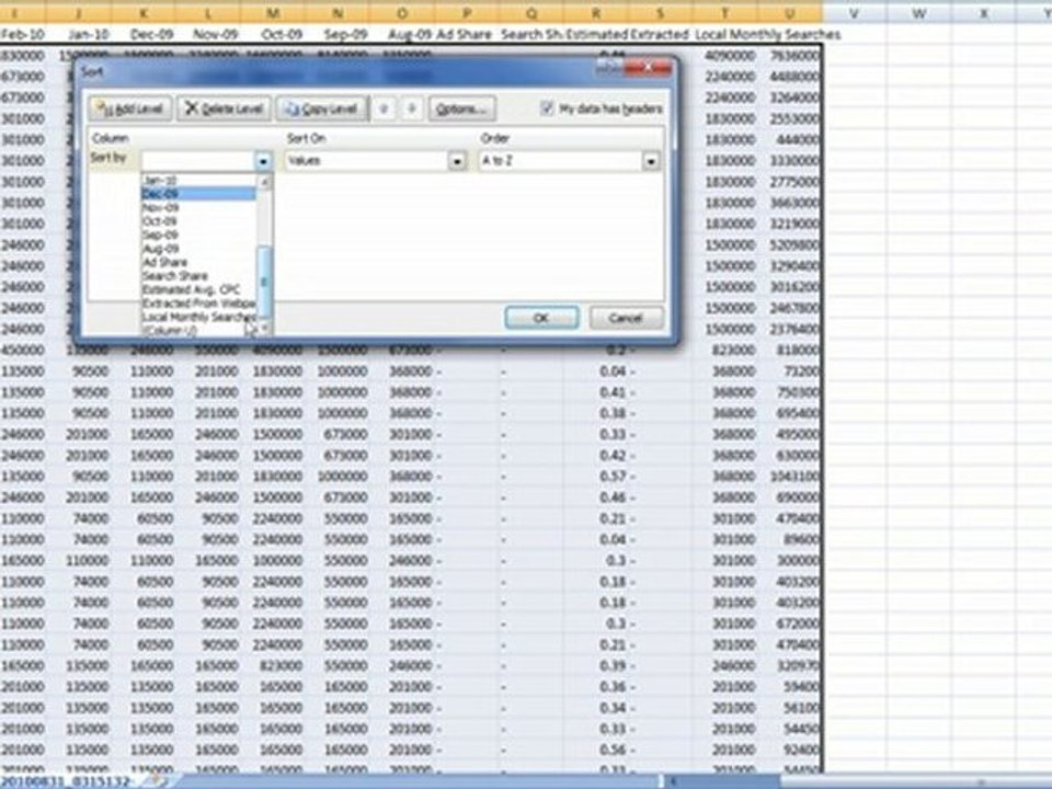 Using Google Keyword tool and excel Part 2