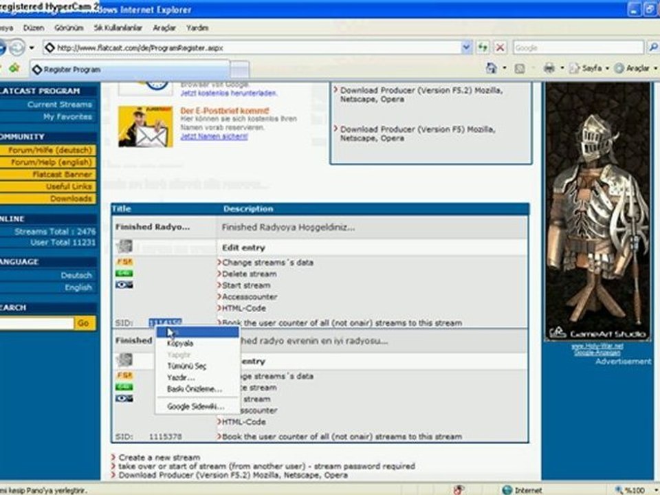 flatcast-destek-radyo yayini- dj girisi ve admin girisi