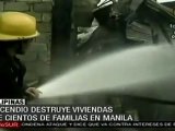 Incendio en Manila deja sin hogar a más de 100 familias