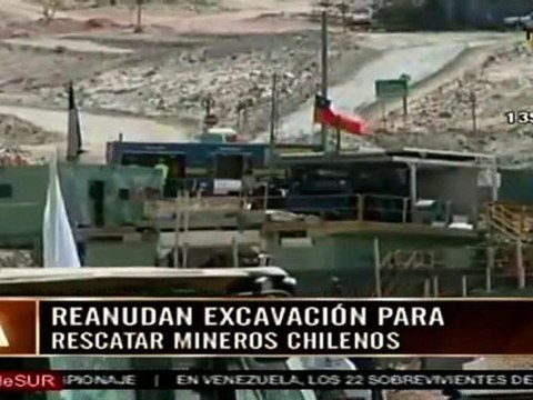Perforadora reinicia tareas para rescate de mineros en Chile