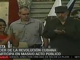 El comandante Fidel Castro participa en acto publico masivo