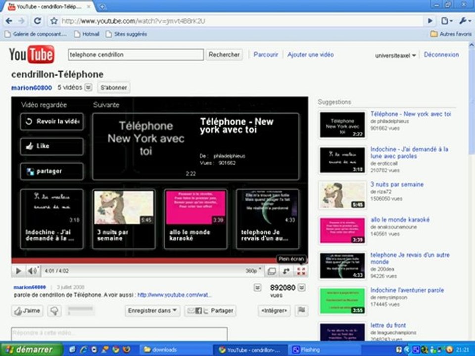 Axel chante cendrillon téléphone