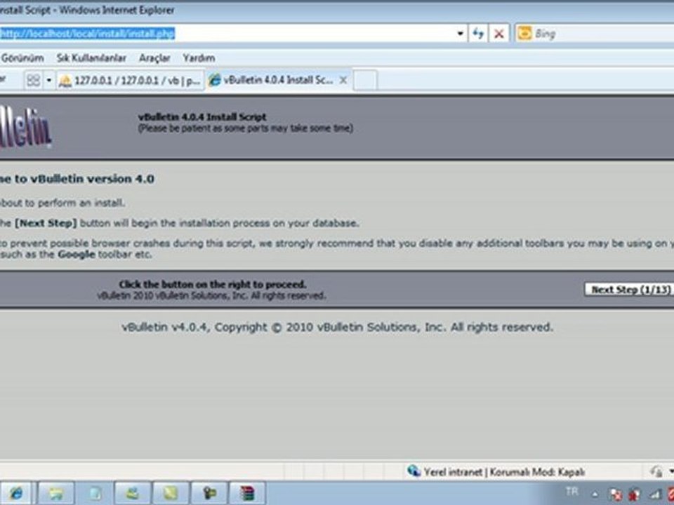 vBulletin 4.0.4 Kurulum