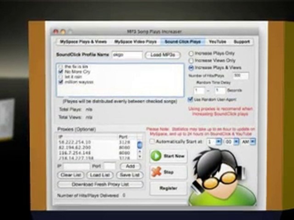 Mp3 MySpace Song Plays Increaser - plays and views