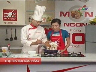 Thịt ba rọi xào nấm