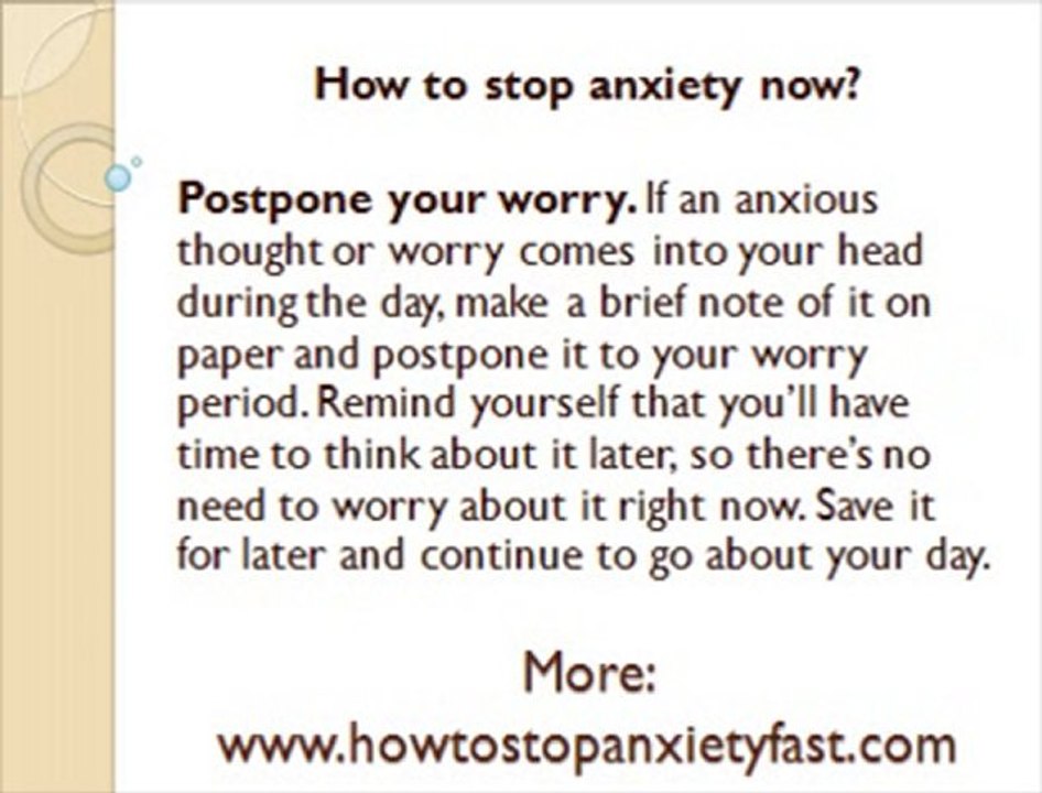 How to stop anxiety now
