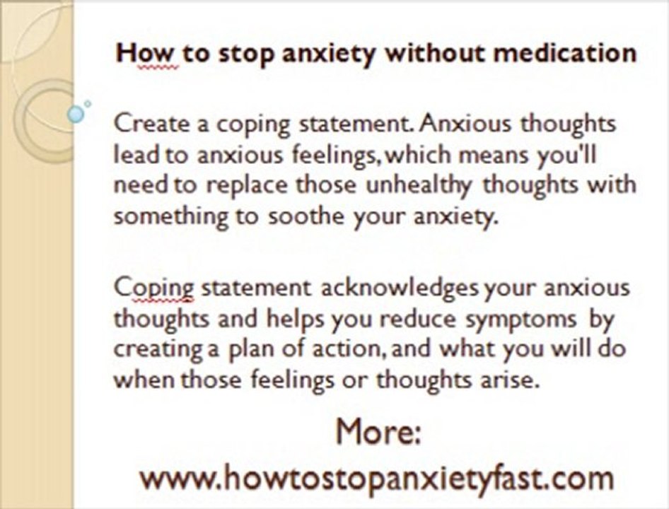 How to stop anxiety without medication