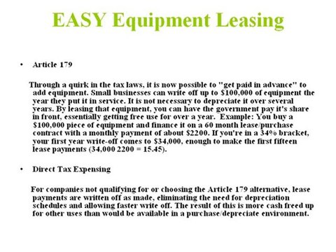 Benefits of Equipment Leasing