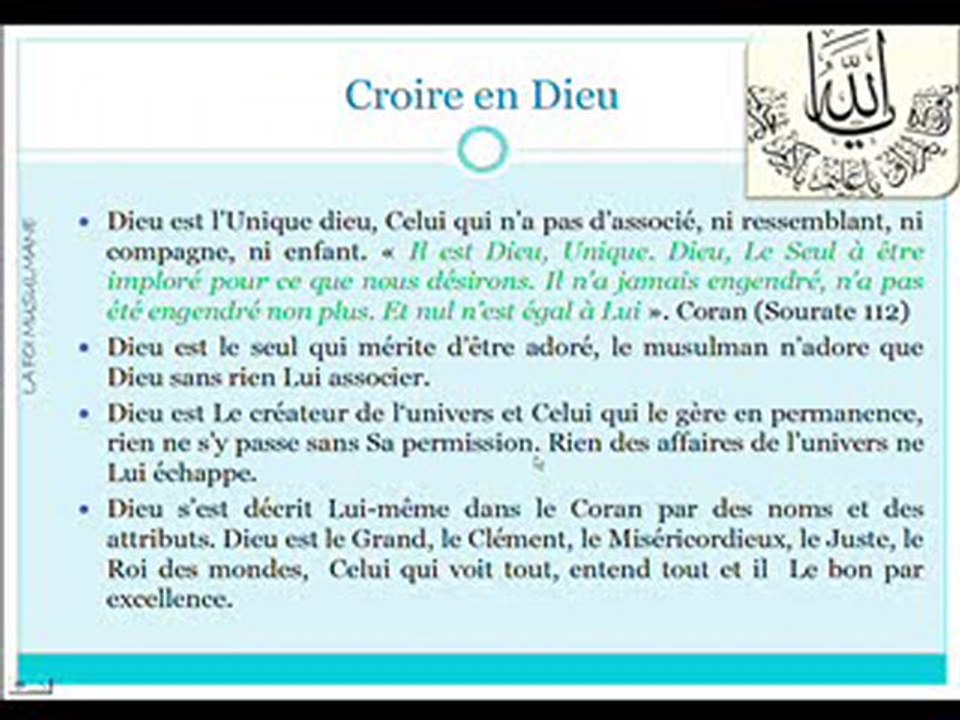 La foi musulmane (2eme Partie)