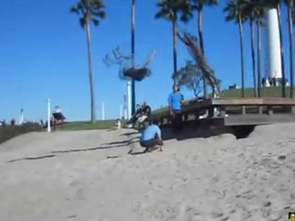 double flip parkour crash beach