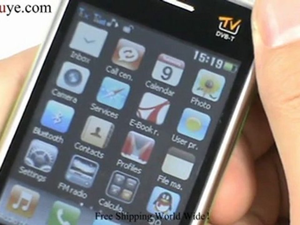 D998 Quad Band Dual SIM DVB-T TV Phone Black with Java  ...