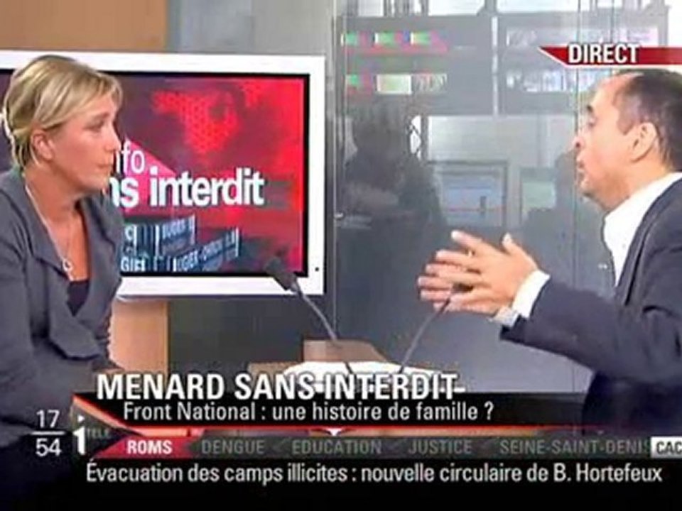 Marine Le Pen dans Ménard sans Interdit sur I-Télé