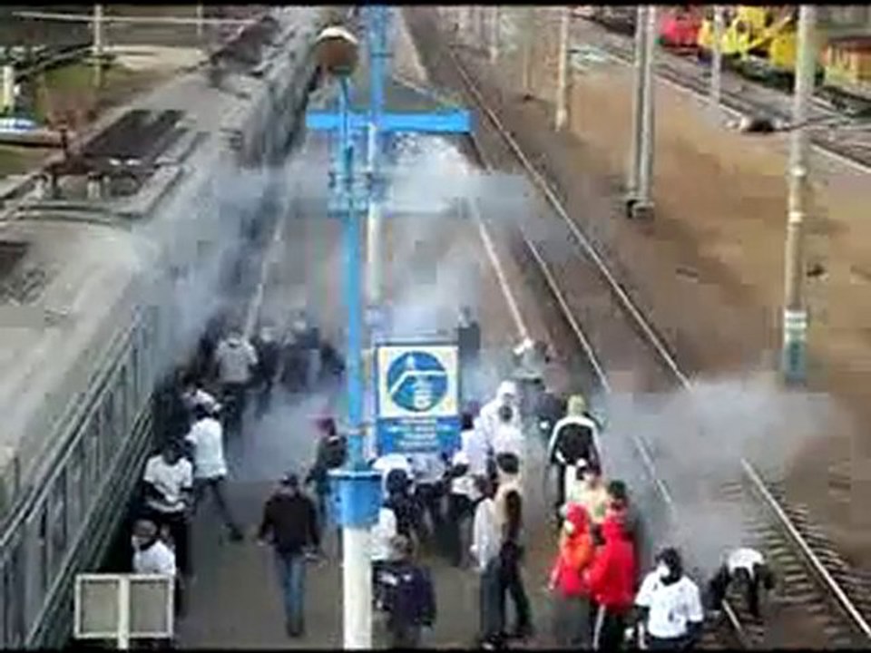 Brawl between two football fan clubs