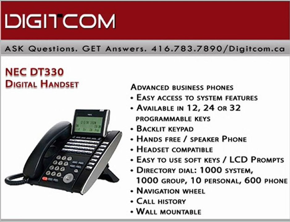 NEC DT330 Digital Handset | Digitcom.ca (Business Phone Syst
