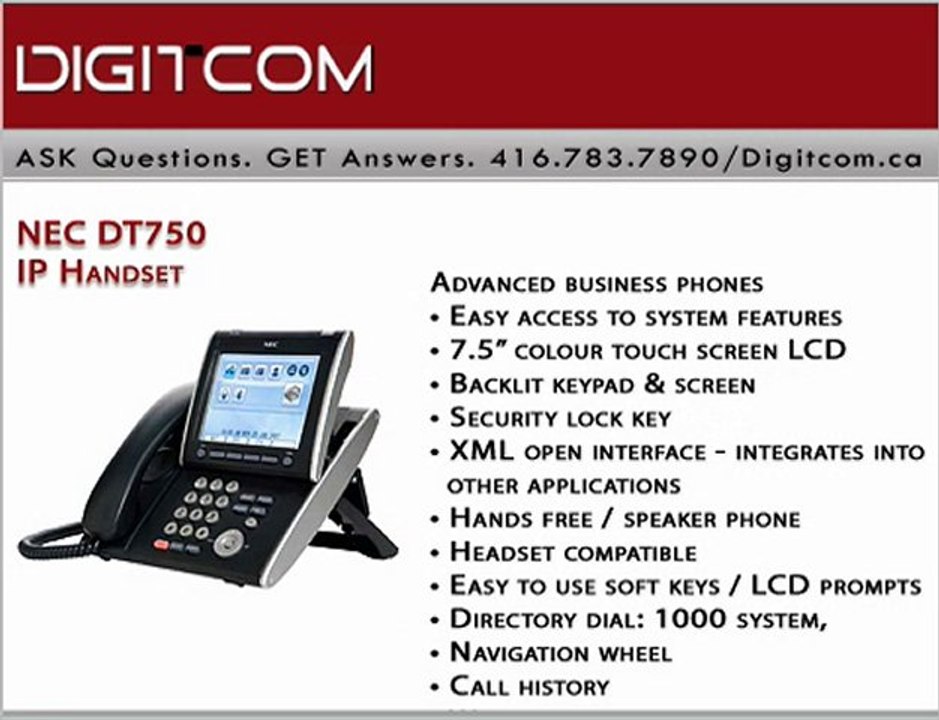 NEC DT750 IP Handset | Digitcom.ca (Business Phone Systems)