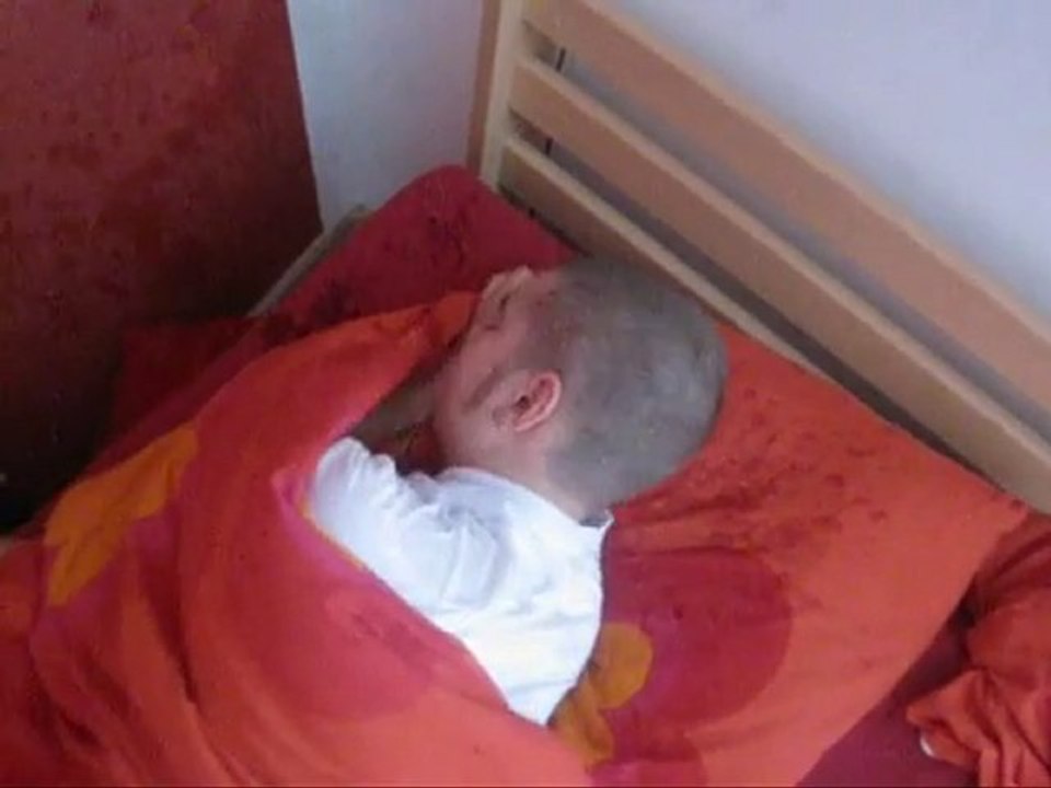 Dude gets wet while sleeping