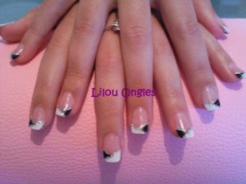 lilou ongles selection gel uv nail art noir blanc argent