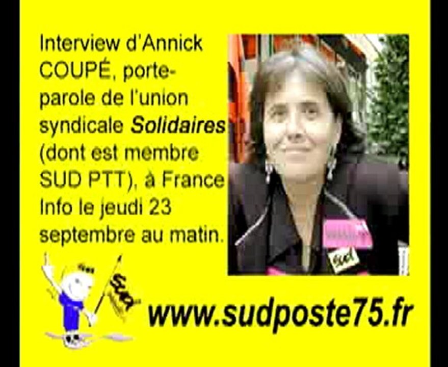 Interview Annick Coupé le 23/09 au matin