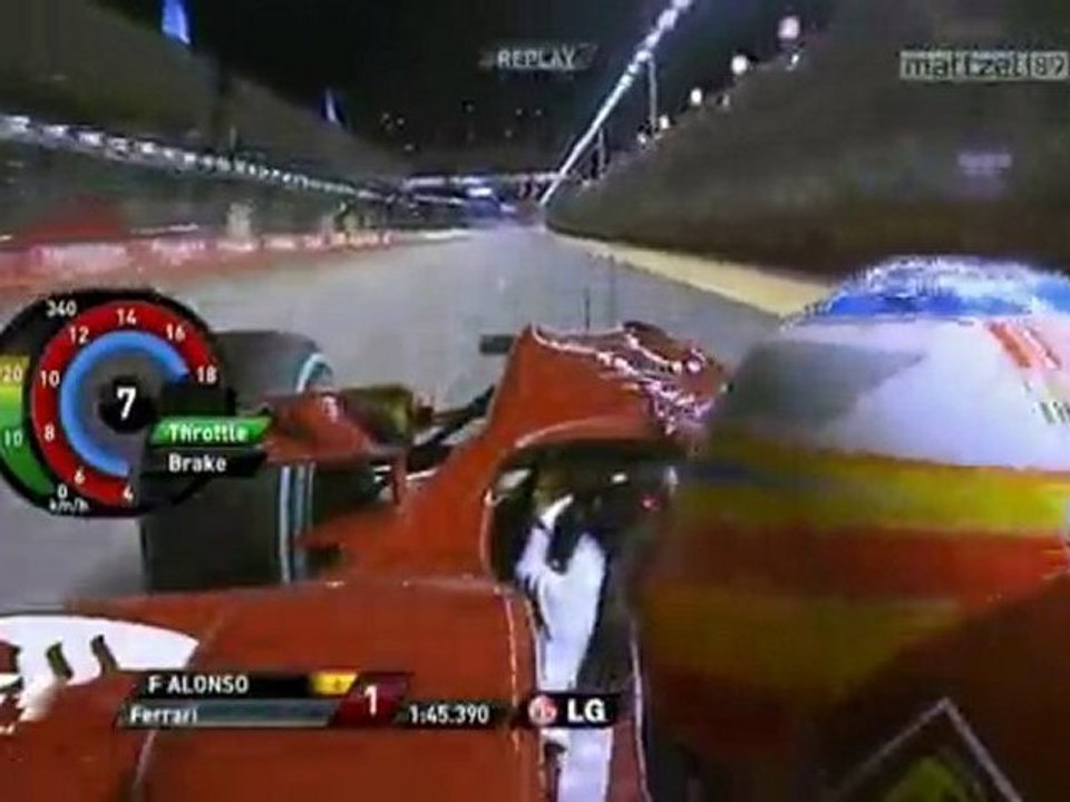 Fernando Alonso Pole Position Onboard Singapour 2010