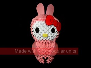 3D Origami Hello Kitty Pink Bunny