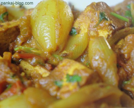 Recette indienne tofu aux petits oignons