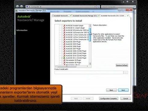 Autodesk Navisworks Manage 2011 Kurulum