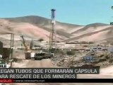 Llegan tubos que formarán cápsula para rescate de mineros