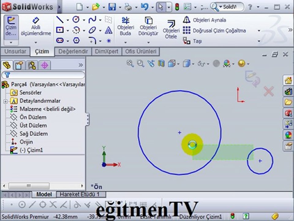 SolidWorks Daire (Circle)