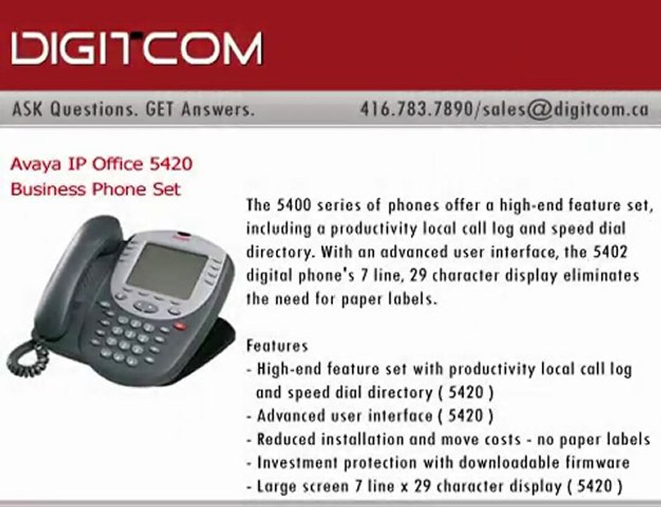 Avaya IP Office 5420 Business Phone Set | Digitcom.ca (Busin