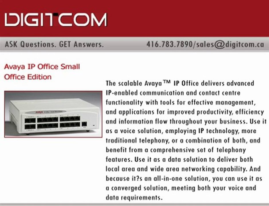 Avaya IP Office Small Office Edition | Digitcom.ca (Business