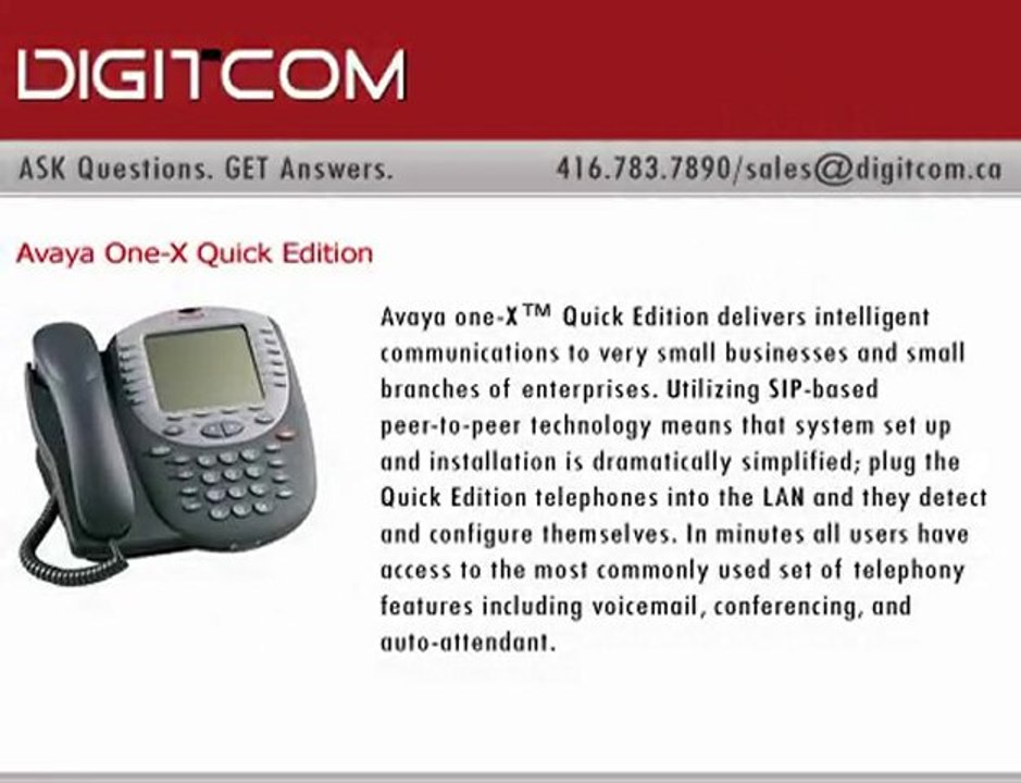 Avaya One-X Quick Edition | Digitcom.ca (Business Phone Syst