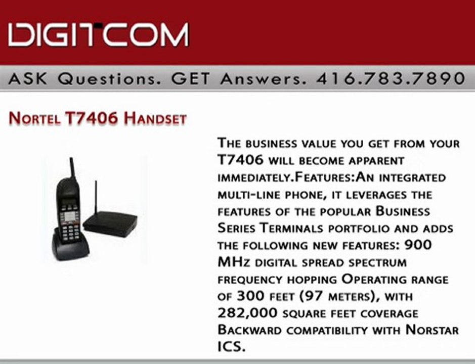 Nortel T7406 Handset | Digitcom.ca (Business Phone Systems)