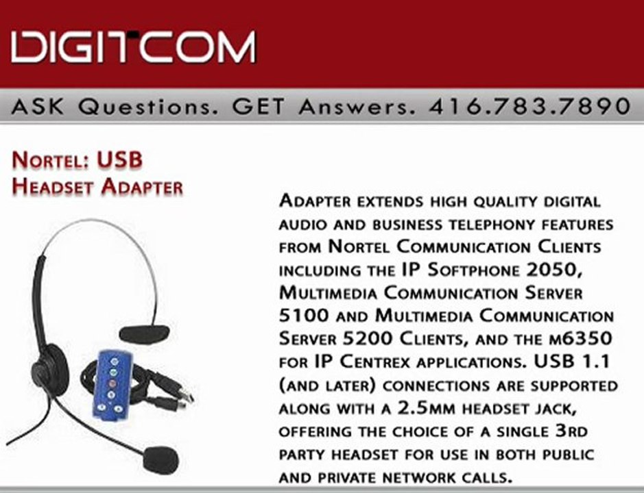 Nortel USB Headset Adapter | Digitcom.ca (Business Phone Sys