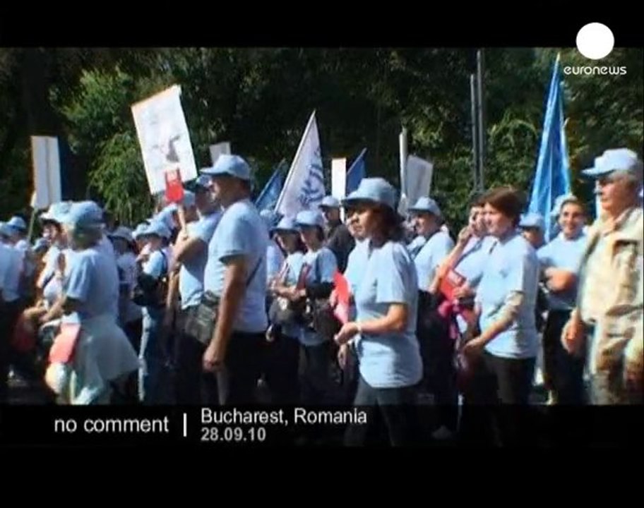 Romanian workers protest over austerity... - no comment