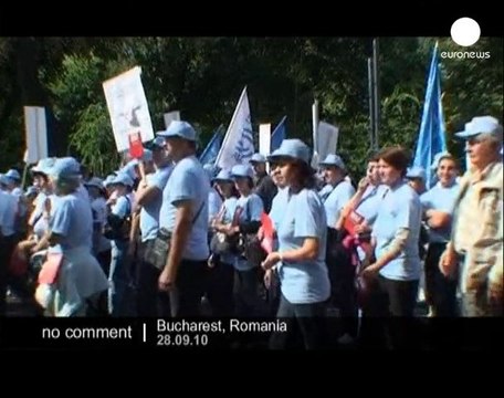 Romanian workers protest over austerity... - no comment