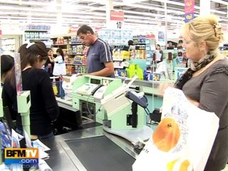 Ligne bleue pour réduire les files aux caisses