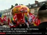 Sindicatos franceses rechazan reforma al sistema de pensiones