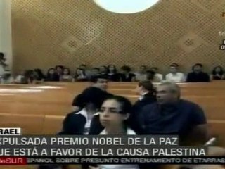 Expulsa Israel a premio Nobel de la paz que está a favor de la causa palestina