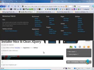 Installer un panneau coulissant jQuery dans WordPress