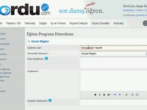 sordu.com YüzBin Kampanyası'nda Eğitim Oluşturma