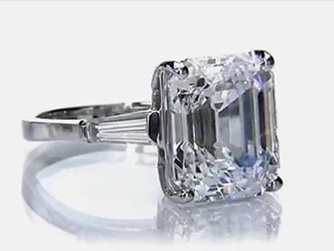 6-Carat Cubic Zirconia Emerald-cut Baguette Solitaire Ring
