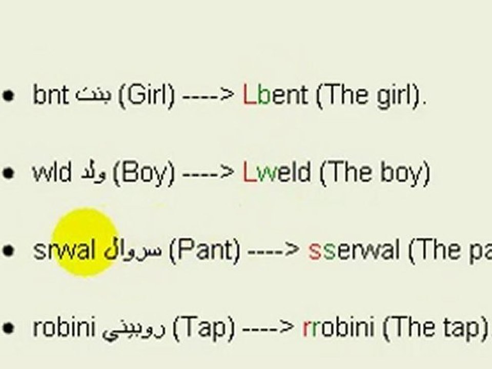 Definite Articles-Moroccan Arabic Darija