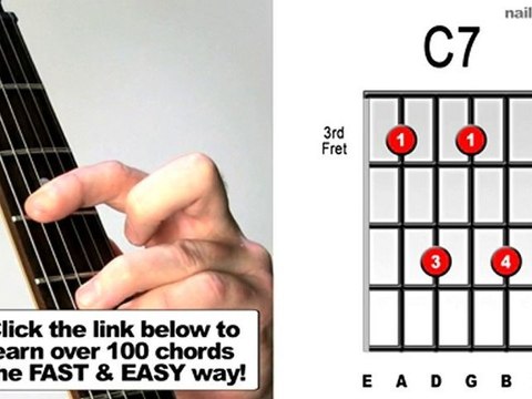 How to Play C7 - Guitar Bar Chords For Beginners Lesson ...