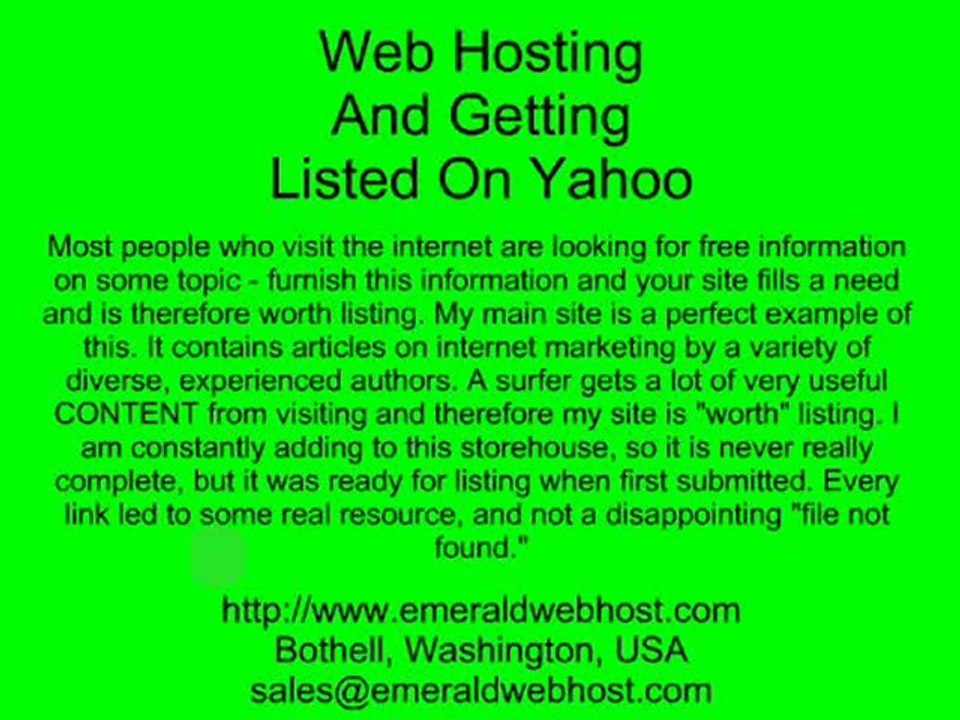 Getting Listed in Yahoo